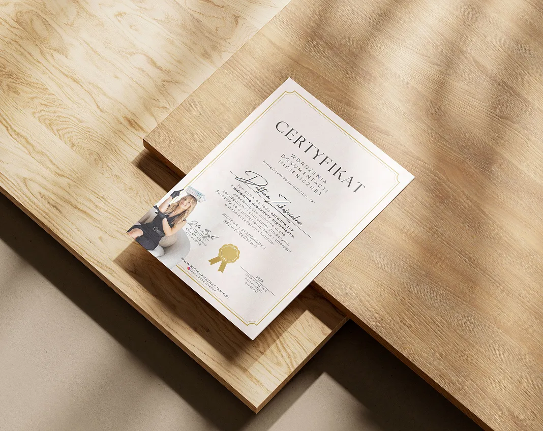 Certyfikat wdroenia dokumentacji higienicznej